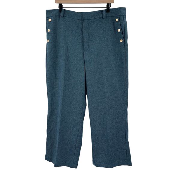 ANN TAYLOR FACTORY Pants Size 16 The Slim Wide Crop High Rise Blue Tweed NWT - Picture 1 of 12